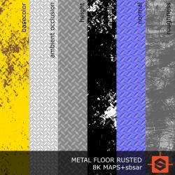 PBR substance material of metal floor rusted created in substance designer for graphic designers and game developers.